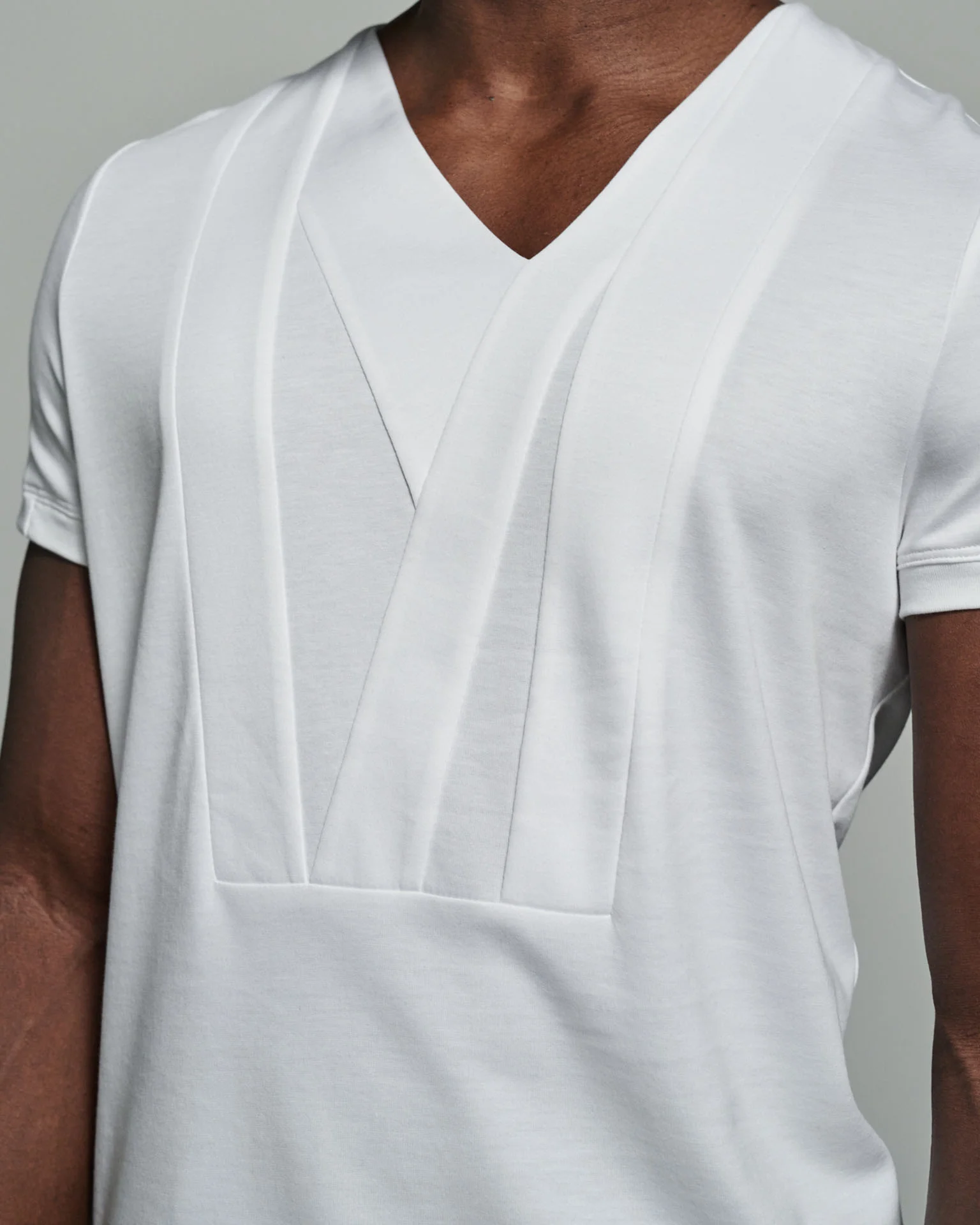 Bib-fronted V-neck with Striped Paneling