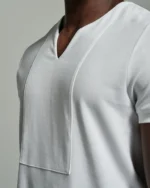 Bib-Fronted Notched Neck | White T shirt | W Rubens | Made in UK | Minimalistic Design | UK craftsmanship & British artistry |