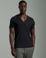 Slim Fit Bib Fronted T-Shirt with Asymmetric Lapels