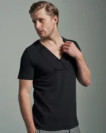 Slim Fit Folded Lapel V-Neck