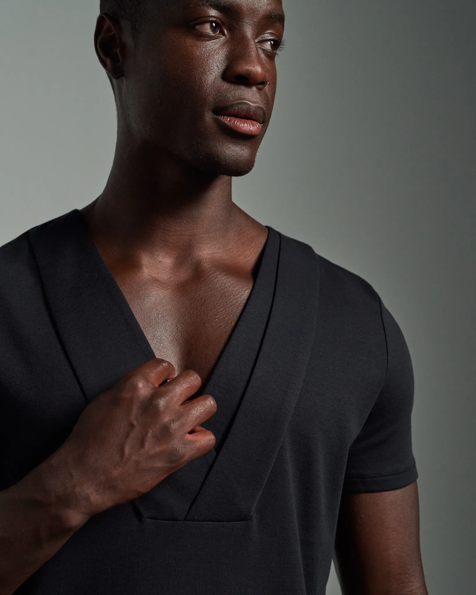 Layered V-Neck Folded Panelled T-Shirt