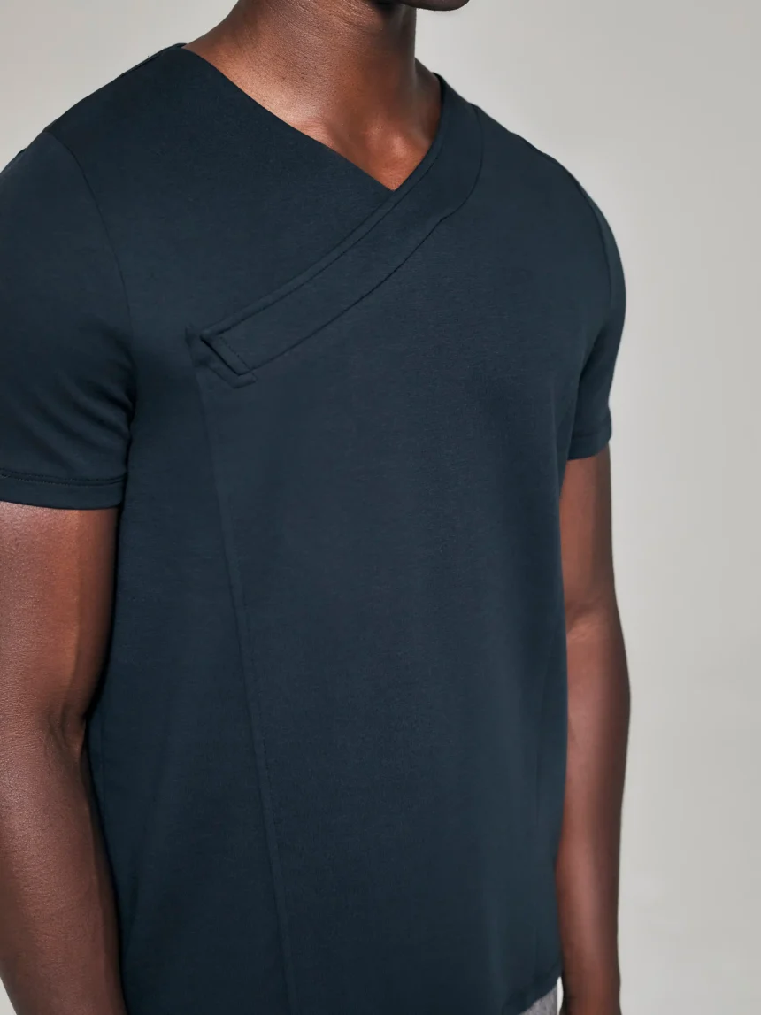 Style No: 0034 | Lapel Appliqué Front Cotton T-Shirt