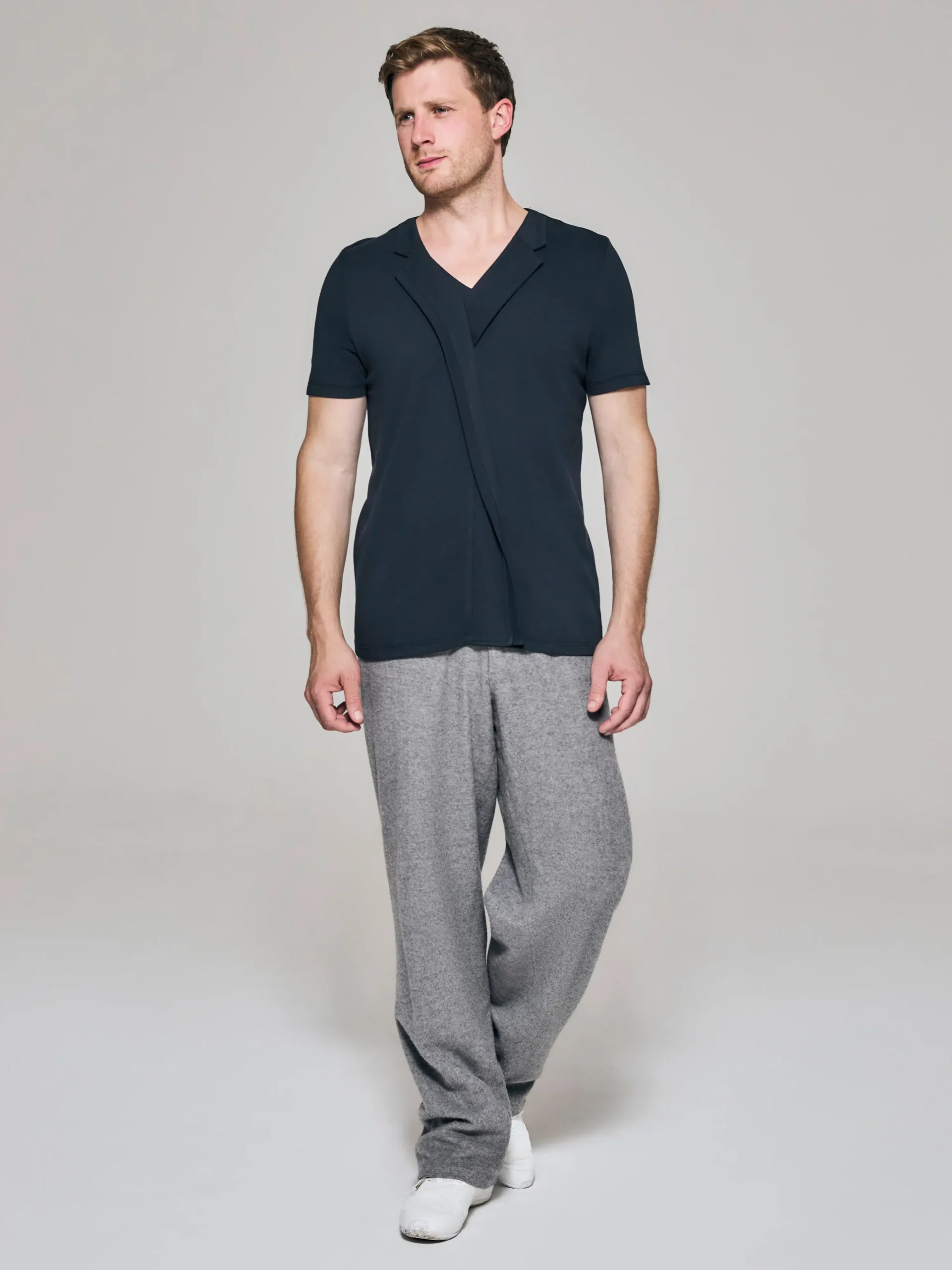 WR_Web_Ecom_0062B-3 Style No: 0062 | Asymmetric Lapels Insert Cotton T-Shirt - Image 1