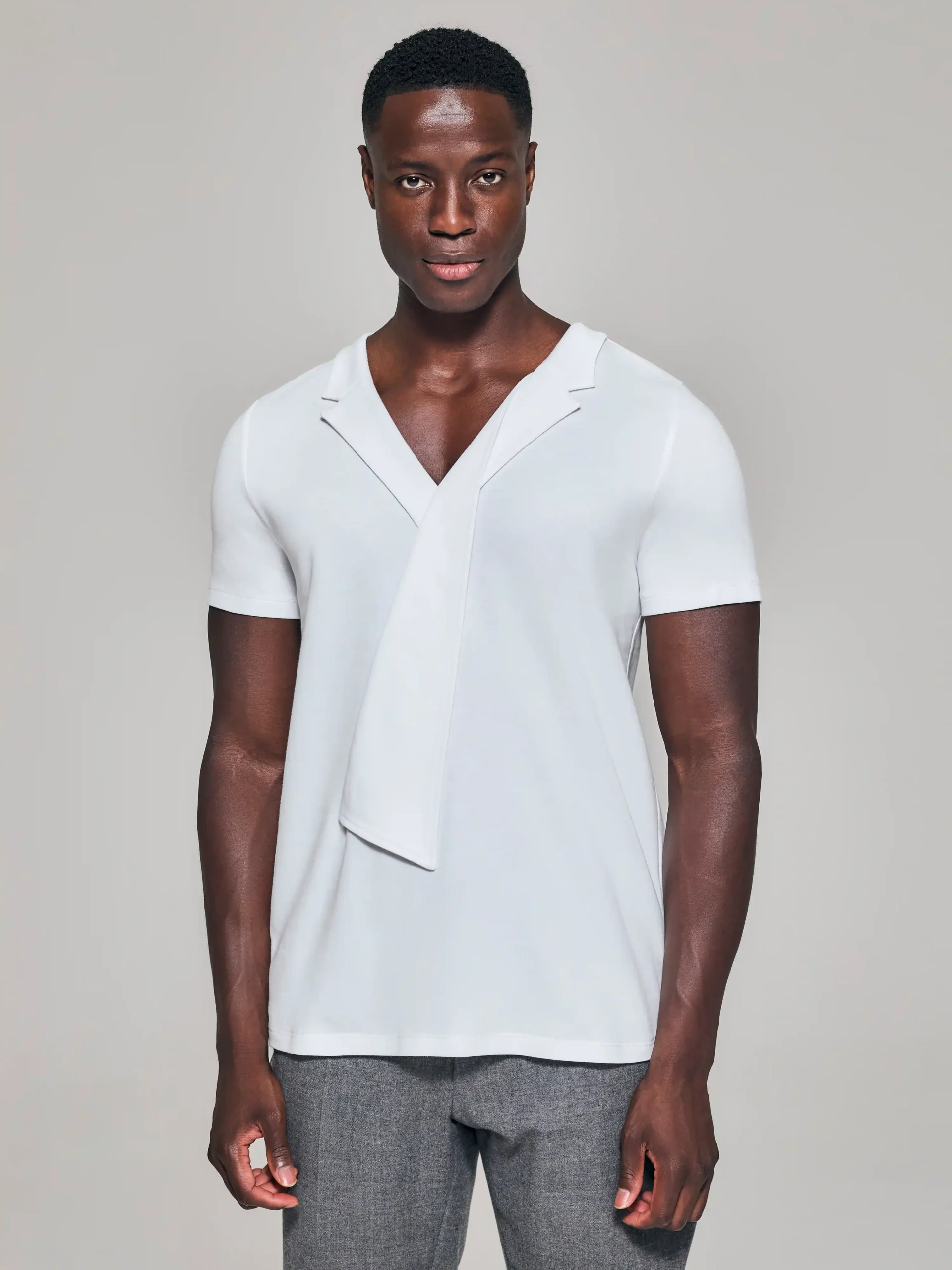 WR_Web_Ecom_0099W-2 Style No: 0099 | Asymmetric Lapel Fold Cotton T-Shirt - Image 1