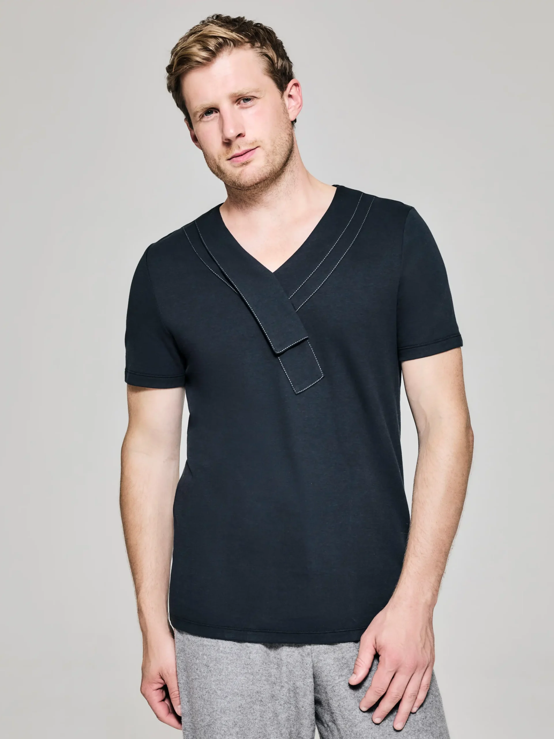 WR_Web_Ecom_0102B-2 Style No: 0102 | Necktie Collar Cotton T-Shirt - Image 1
